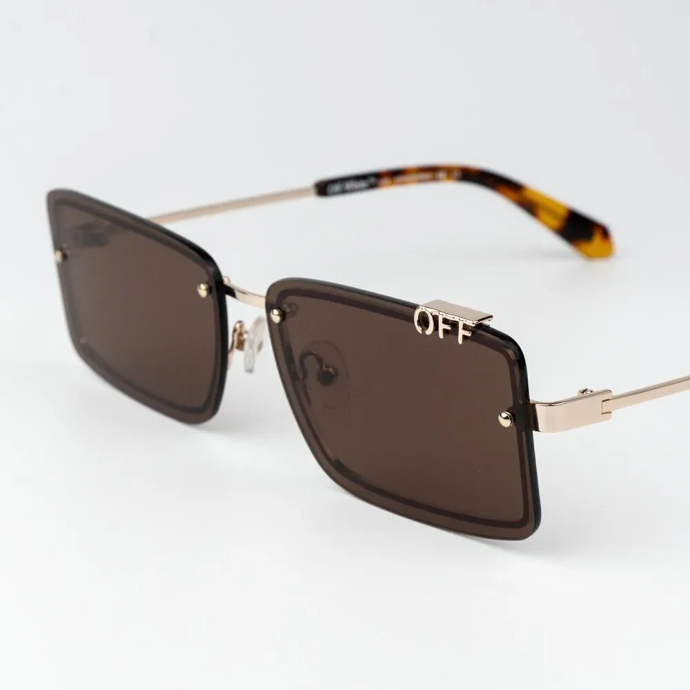 SALE!!! Off-White TAMPA Men Sunglasses Gold Brown Rectangular OERI13N TAMPA 7664